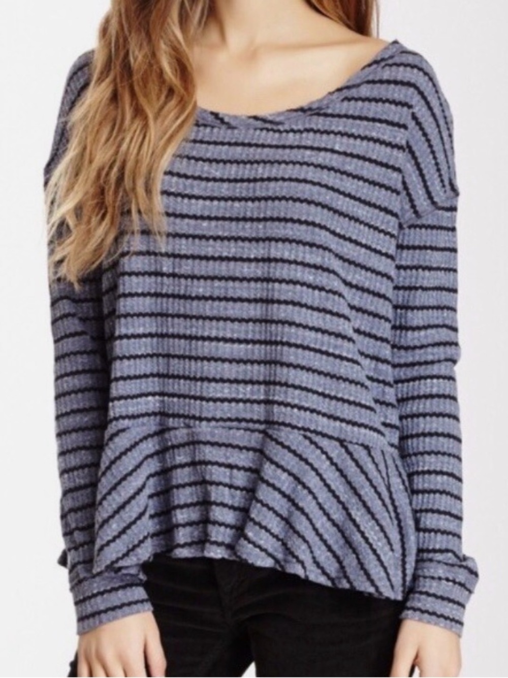 We The Free Auntie Em Striped Thermal Waffle Top